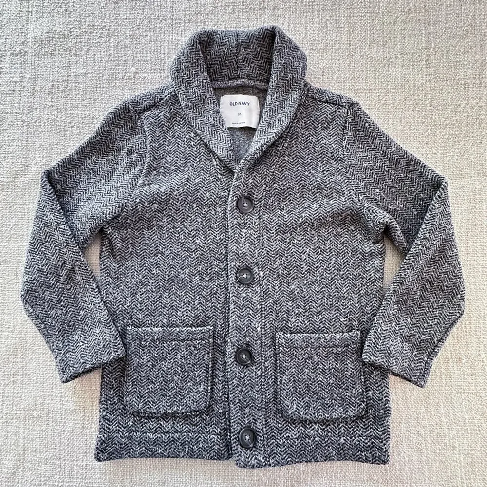 Old Navy Boy's Herringbone Fleece Cardigan GUC 5T